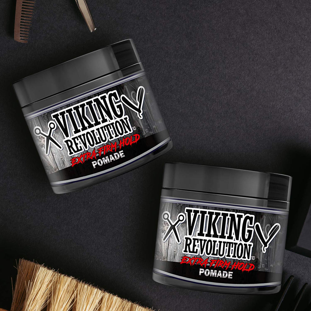 Pomada Viking Revolution, estilo pompadour, ideal para peinados modernos.