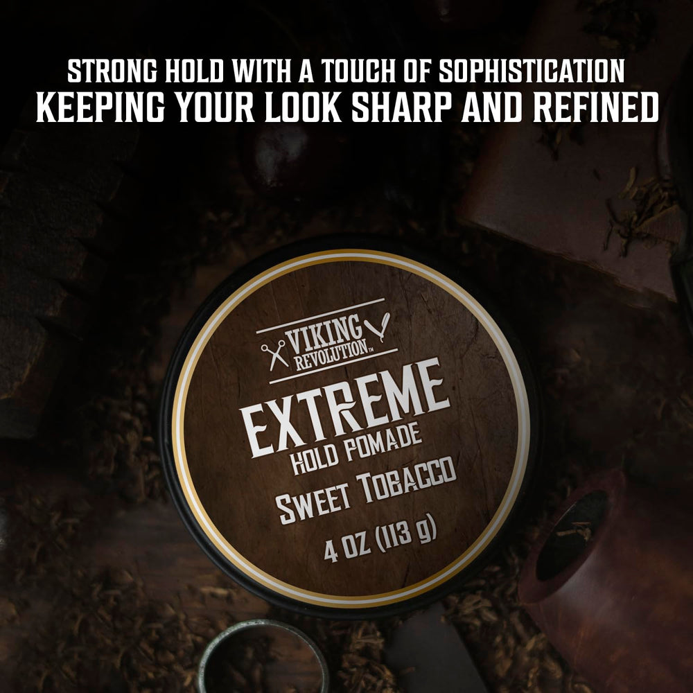 Cabello con brillo alto gracias a la pomada Sweet Tobacco de Viking Revolution