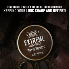 Cabello con brillo alto gracias a la pomada Sweet Tobacco de Viking Revolution