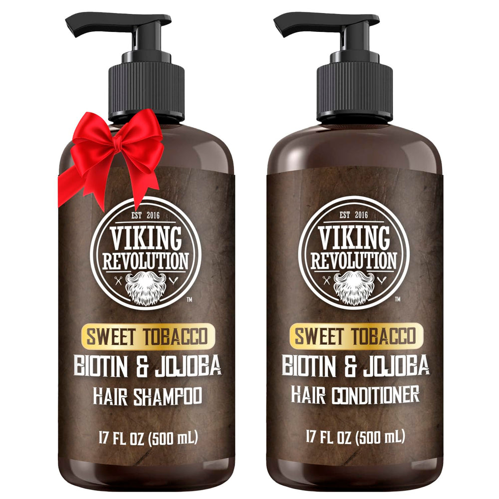 Shampooing Viking Revolution tabac doux, bouteille: démêle et laisse fraîcheur.