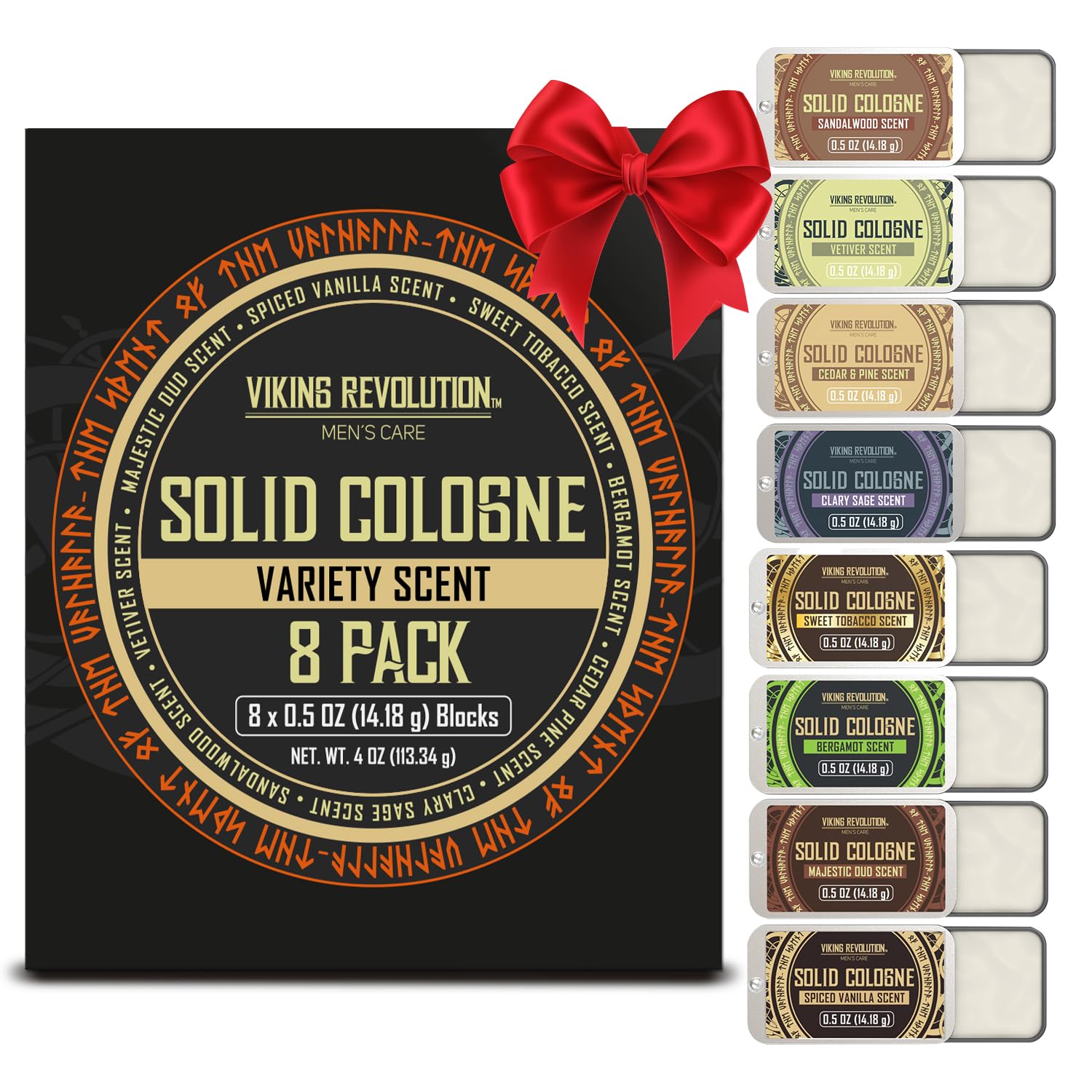 Viking Revolution Sandalwood solid cologne for travel-friendly fragrance and easy reapplication.