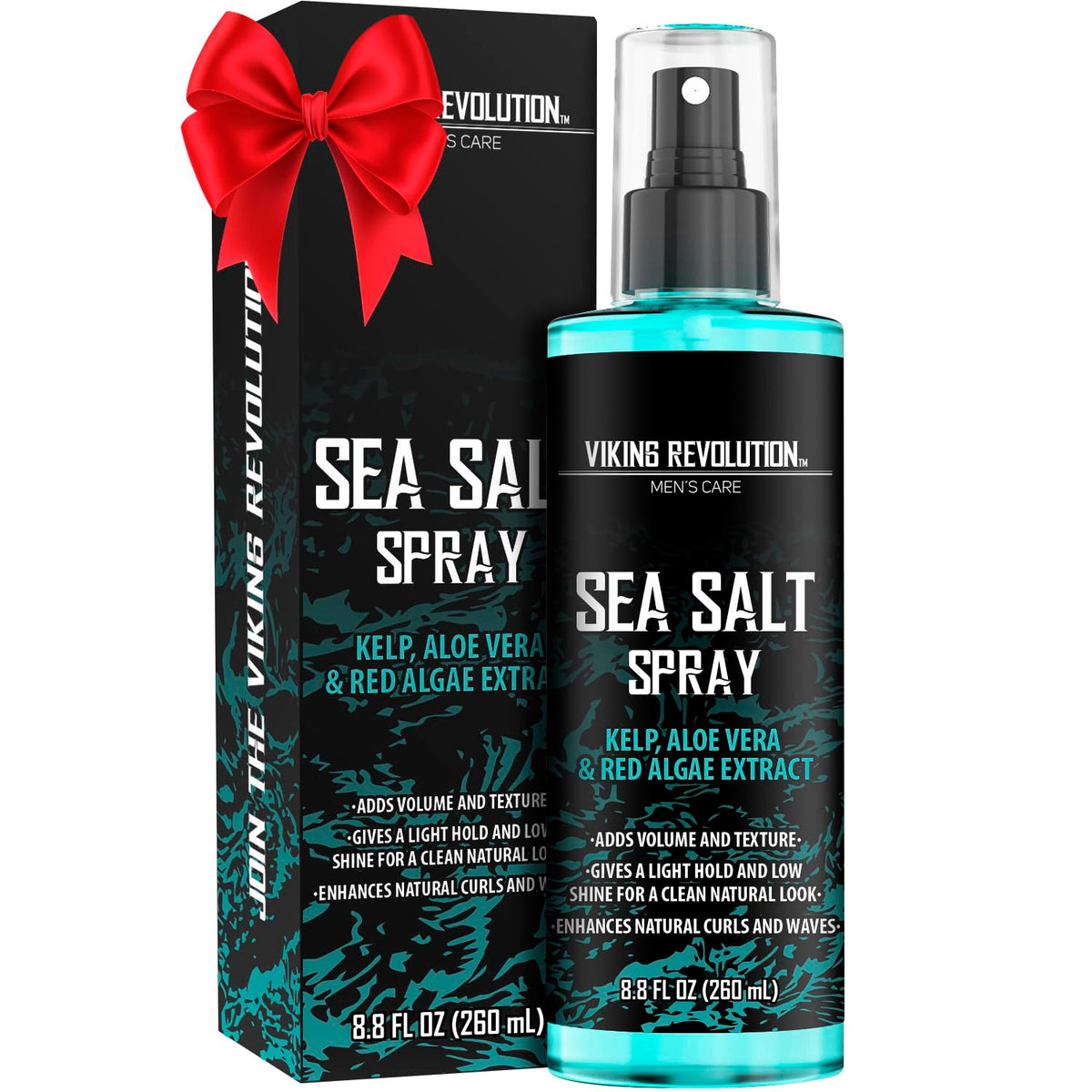 Viking Revolution spray de sal marina, envase visible para volumen natural.