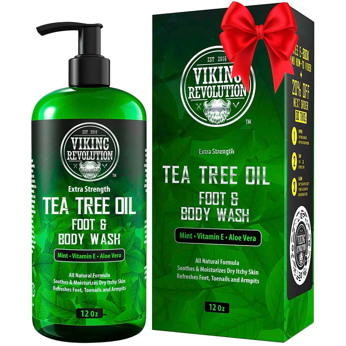 Viking Revolution Tea Tree Body Wash bottle helps manage odor after workouts.