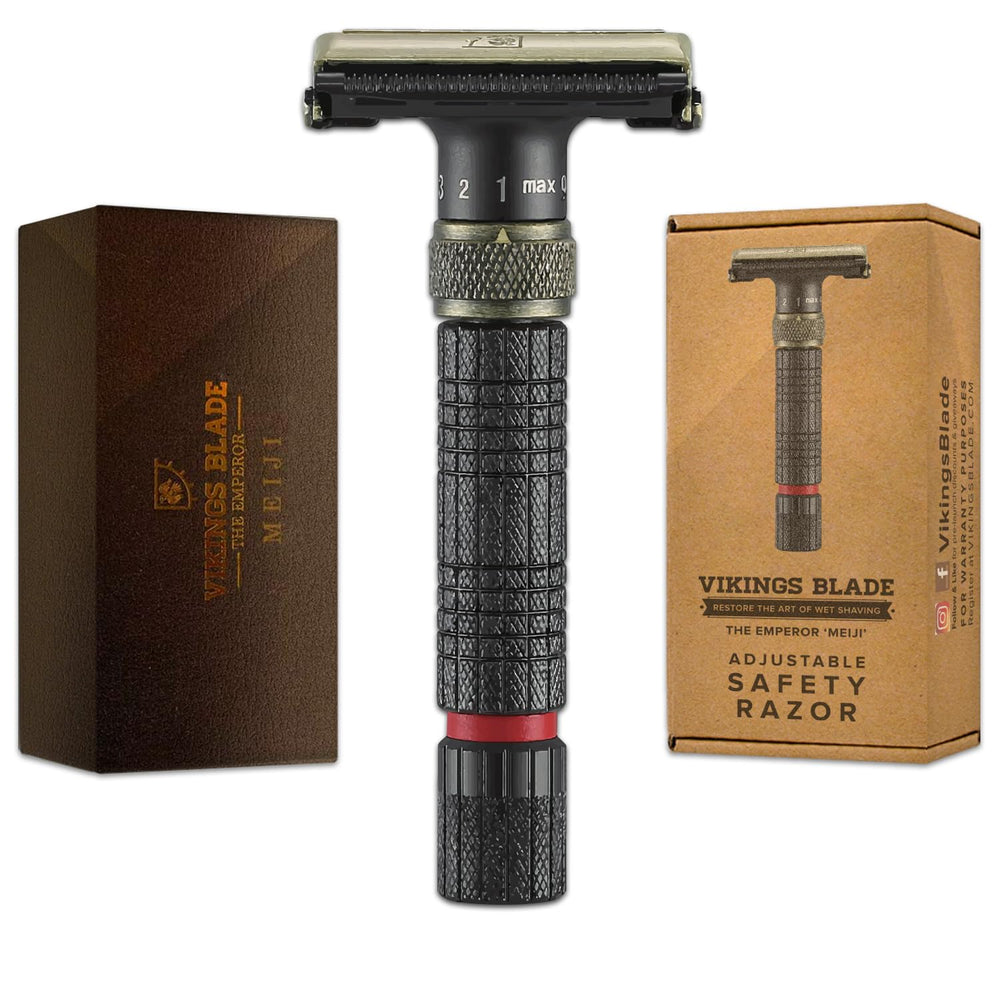 Vikings Blade Emperador Meiji, cabezal ajustable para afeitado suave y control preciso.