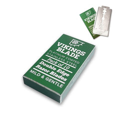 Hojas Vikings Blade en caja, afeitado doble filo suave y seguro para uso diario.