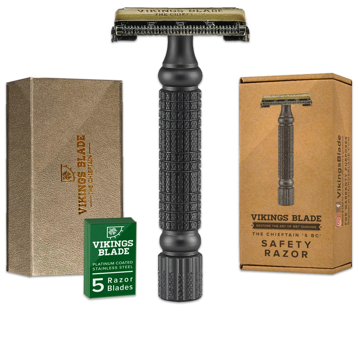 Maquinilla Vikings Blade con estuche de lujo para afeitado suave y cercano.