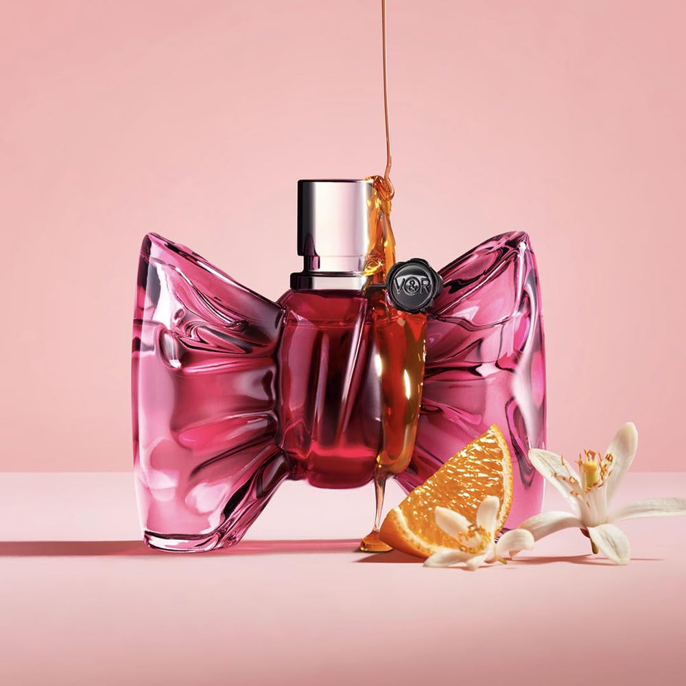 Viktor&Rolf Bonbon, etiqueta rosa destacada, empaque elegante para regalo.
