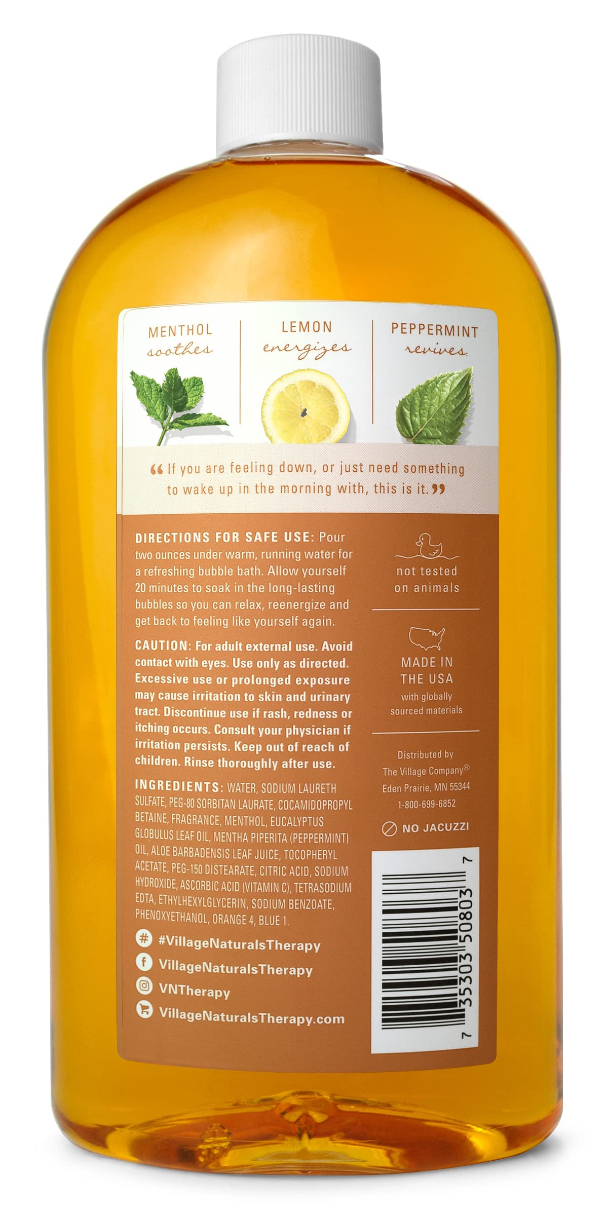Village Naturals Therapy Breathe: burbujeas en la tina con aroma limon-menta
