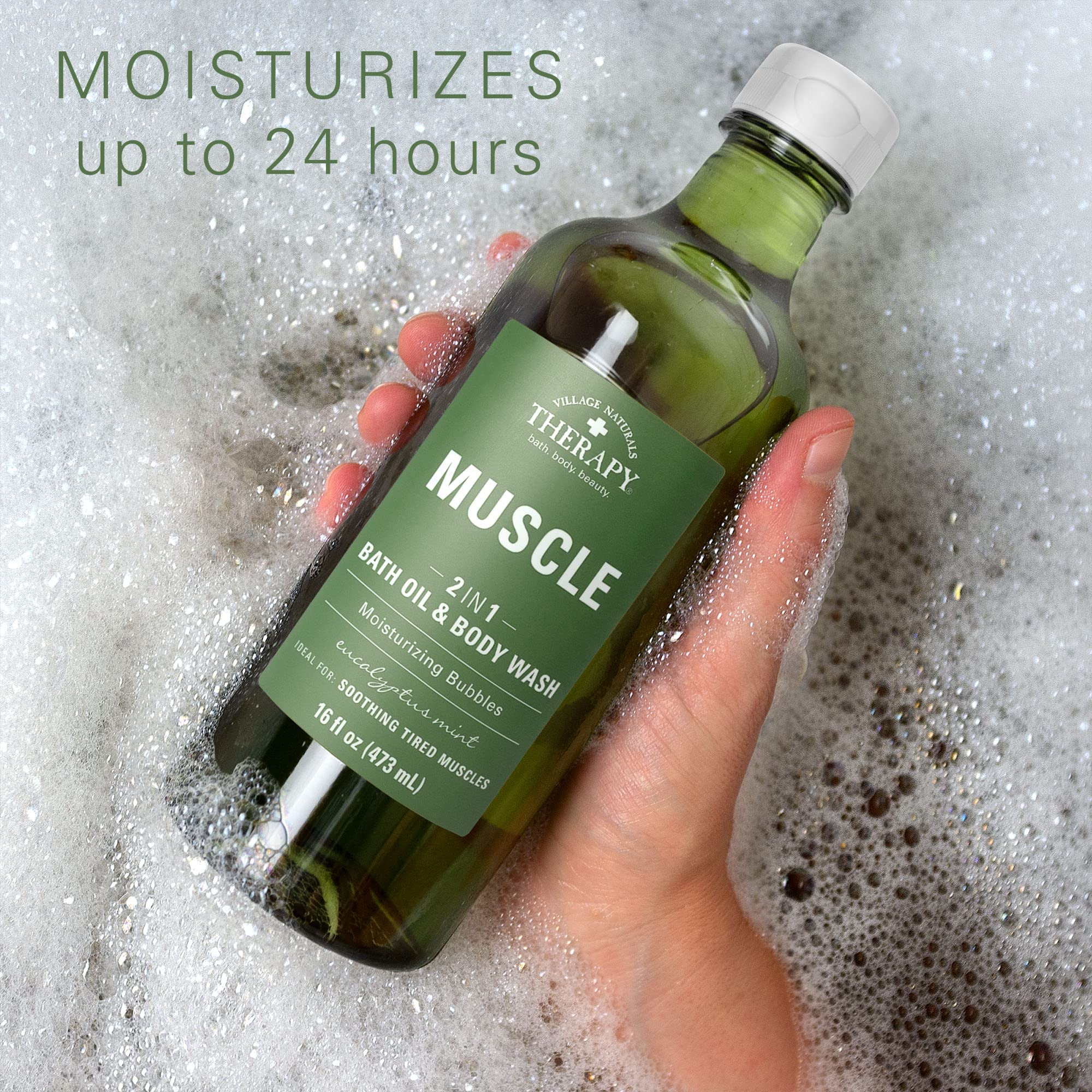 Village Naturals Therapy Muscle Foaming Bath Oil relaja músculos tras entrenamientos intensos.
