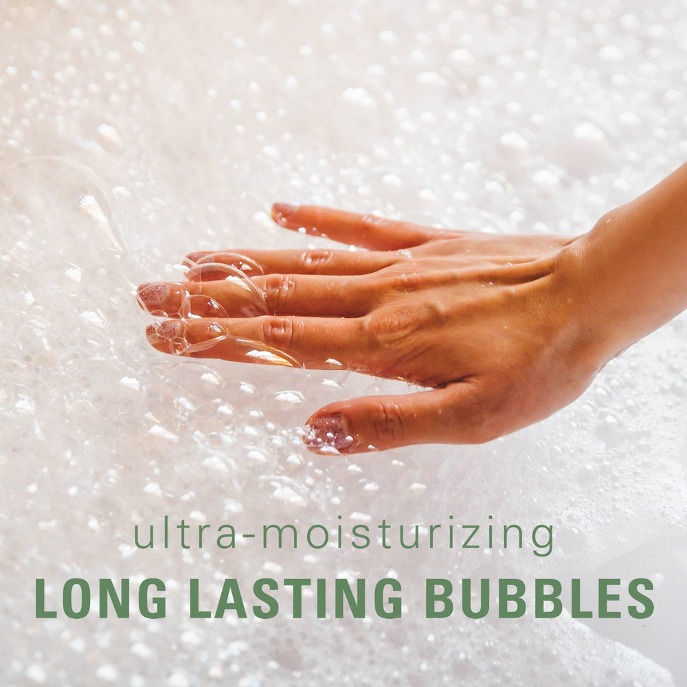 Village Naturals Therapy Muscle Foaming Bath Oil uso en ducha para piel suave.