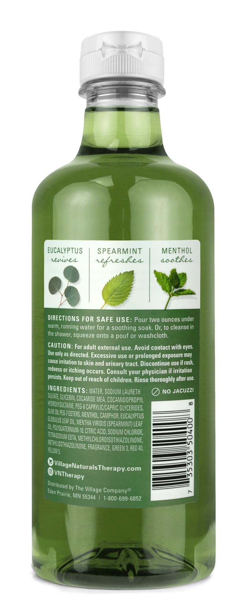 Village Naturals Therapy Muscle Foaming Bath Oil se vierte en la tina para relajar músculos.