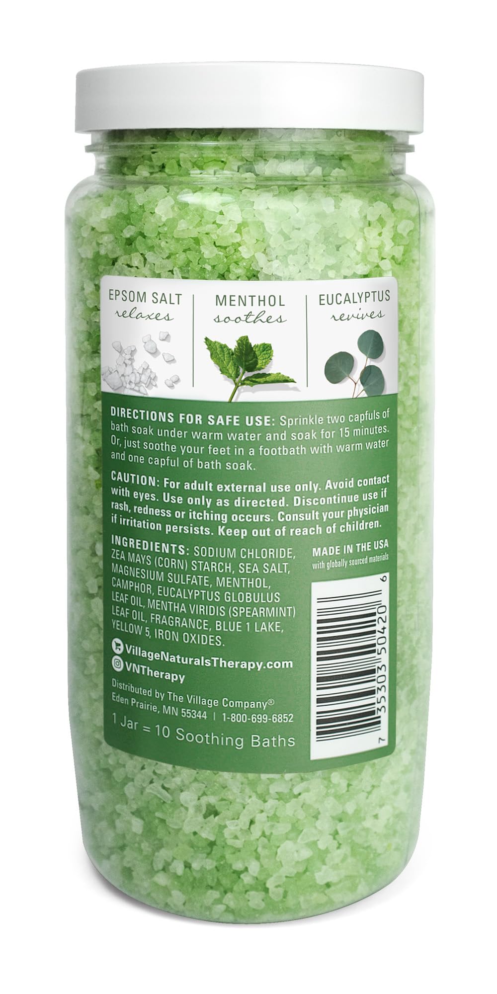 Village Naturals Therapy parfum eucalyptus menthe offre sensation rafraîchissante.