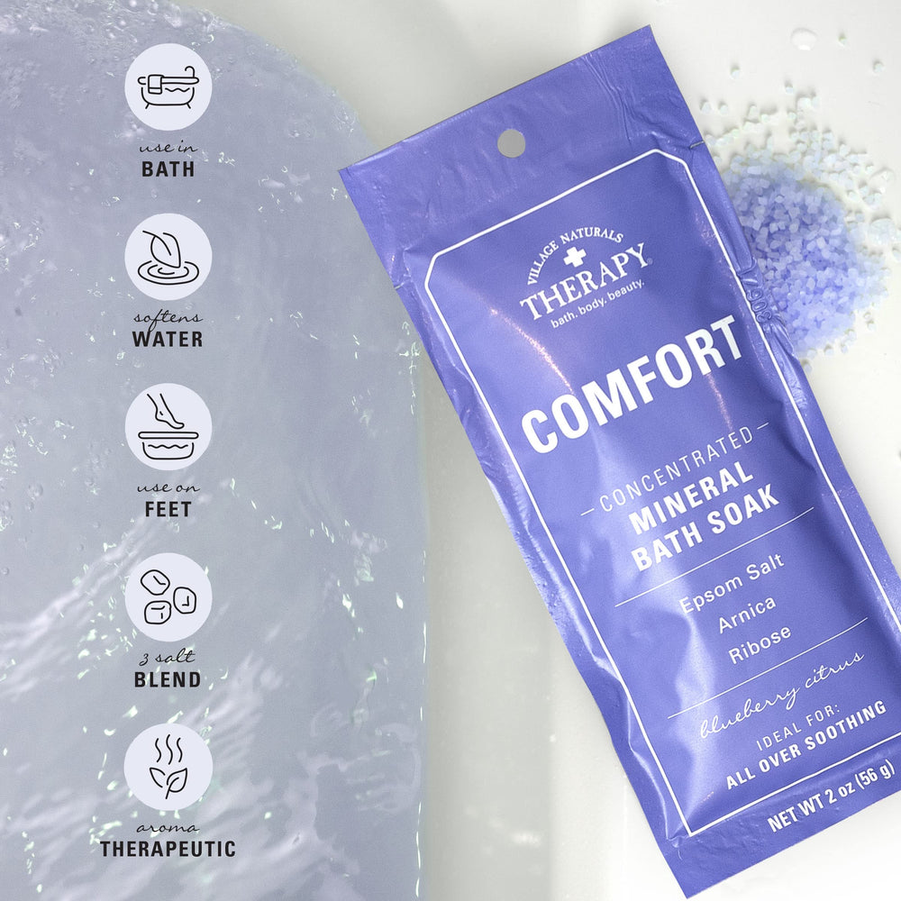 Village Naturals Therapy Comfort Mineral Bath Blueberry Citrus en baño de pies y tina