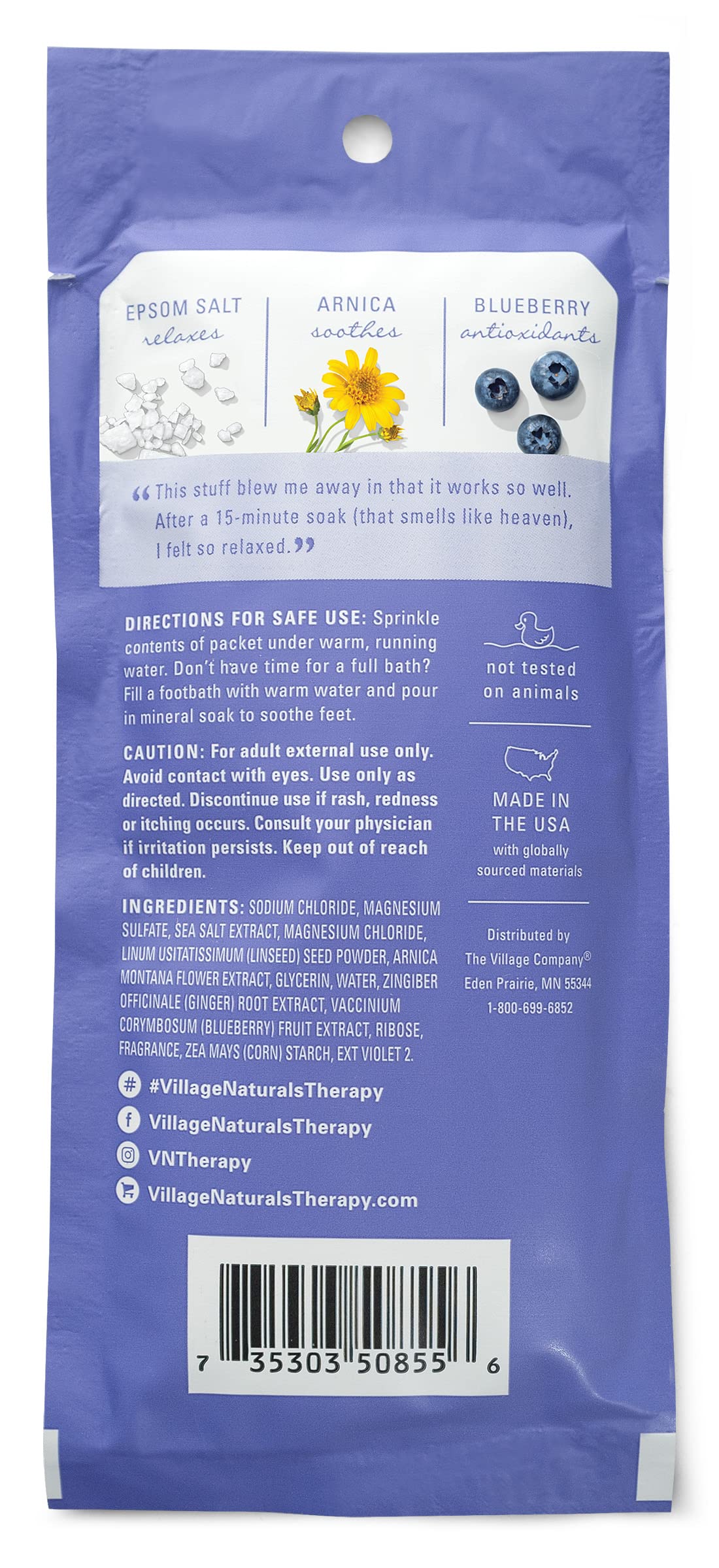 Village Naturals Therapy Comfort Mineral Bath Blueberry Citrus para baño de pies relajante