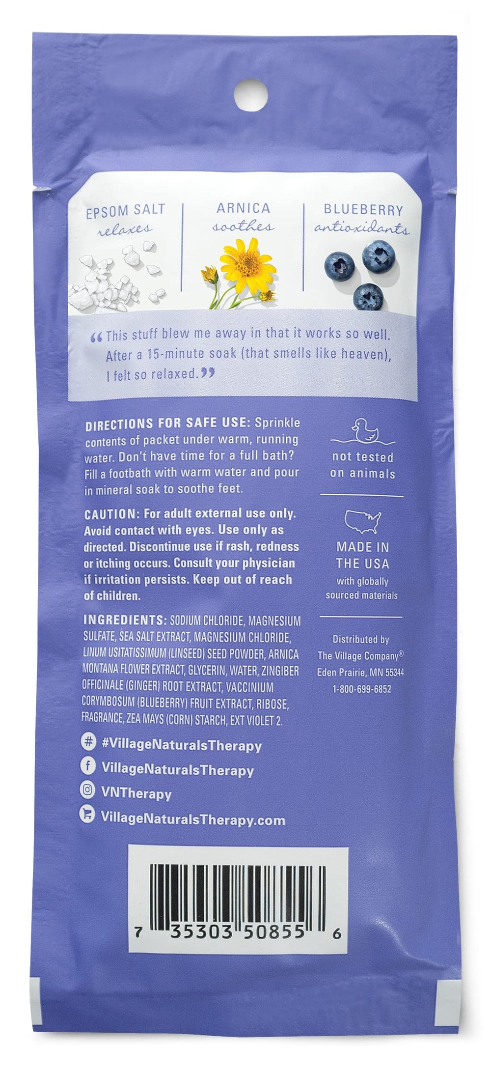 Village Naturals Therapy Comfort Mineral Bath Blueberry Citrus para baño de pies relajante