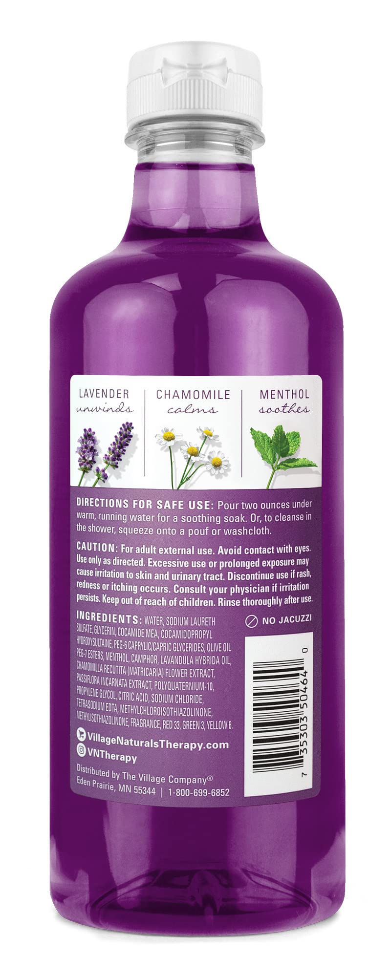 Village Naturals Therapy dos en uno aceite y gel para ducha y baño