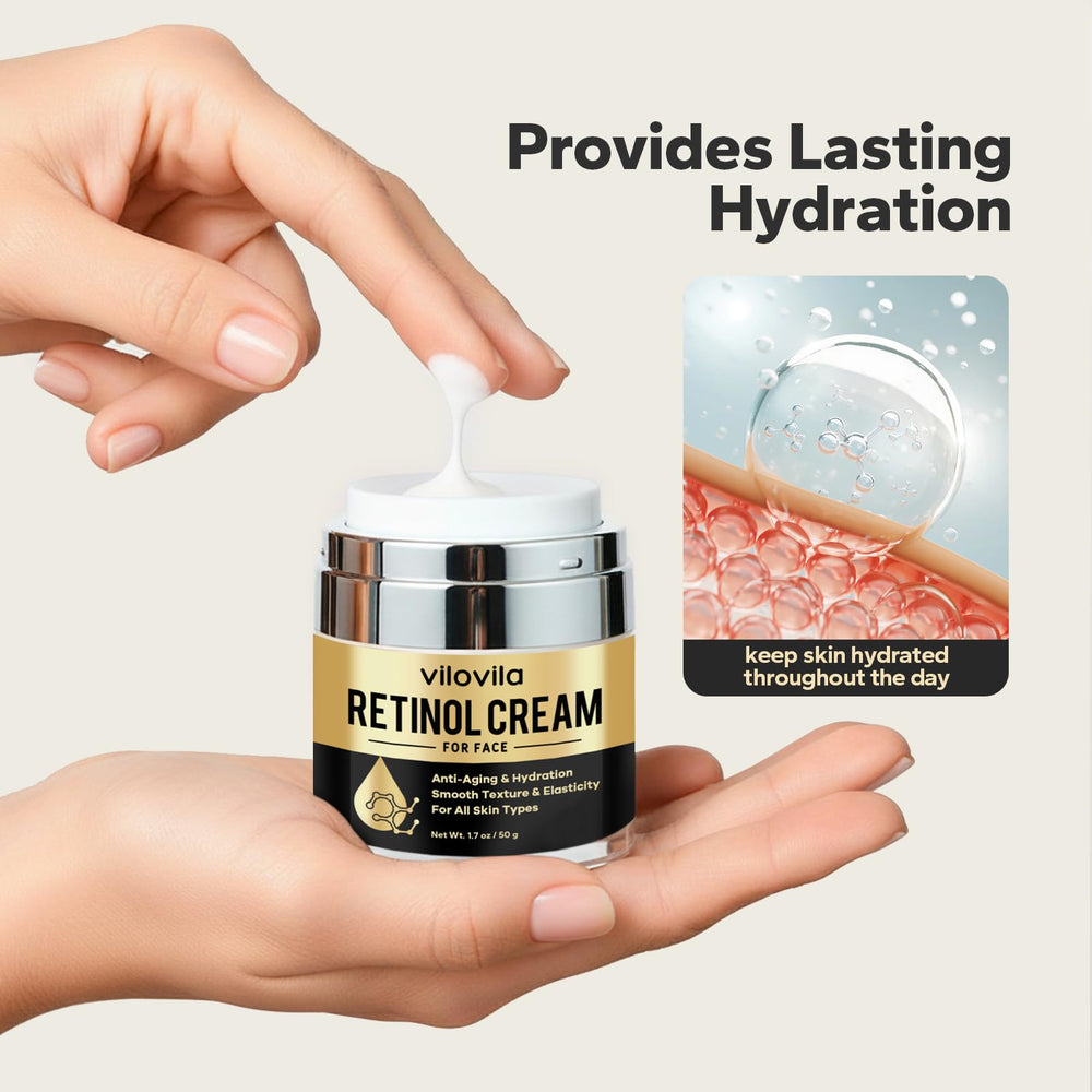 ViloVila Retinol Crema: piel hidratada sin sensación grasa.
