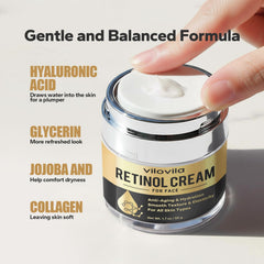 ViloVila Retinol Crema: textura ligera para absorción rápida y piel suave.