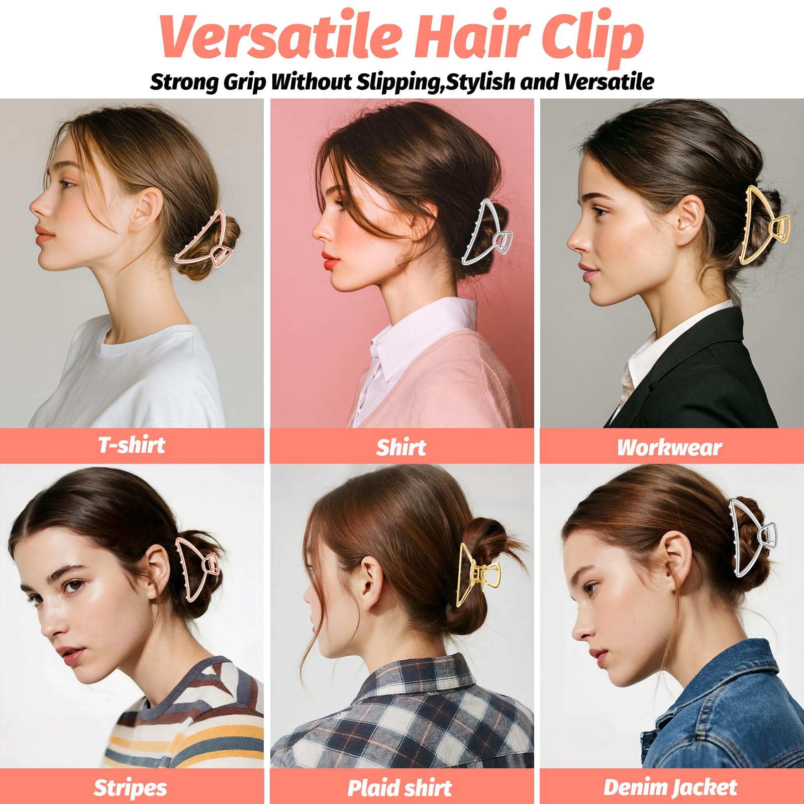 VinBee clip metálico con diseño francés sencillo, cómodo y versátil para cualquier ocasión.