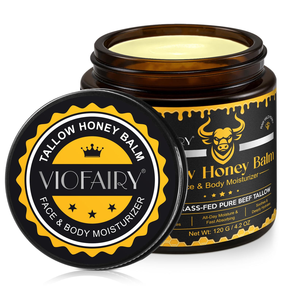 Bálsamo de grasa de res de VIOFAIRY para piel suave e hidratada.
