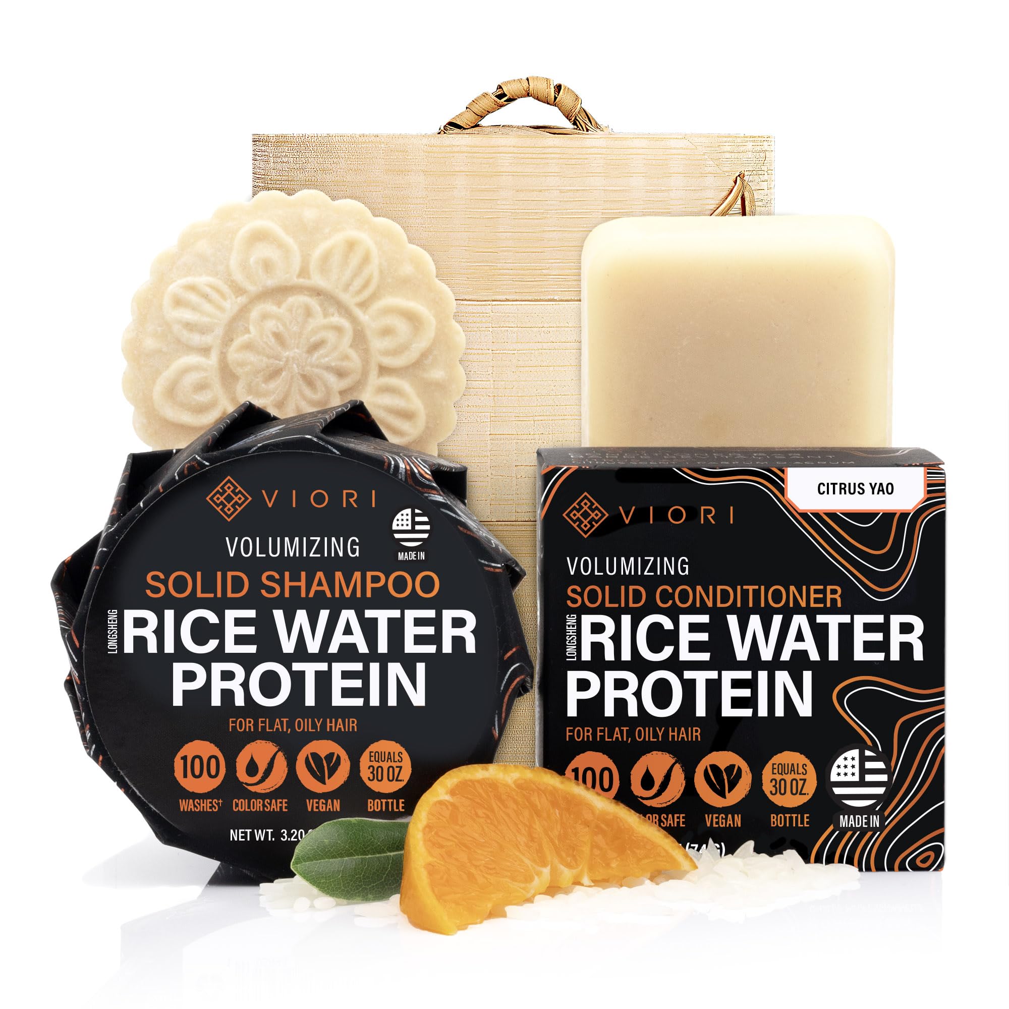 Barre shampoing solide Viori Citrus Yao revitalisant et parfum frais