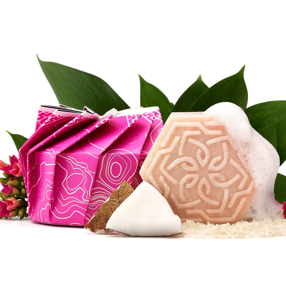 Viori Coconut Bliss barra champú sólido, vista frontal, cabello suave y nutrido.