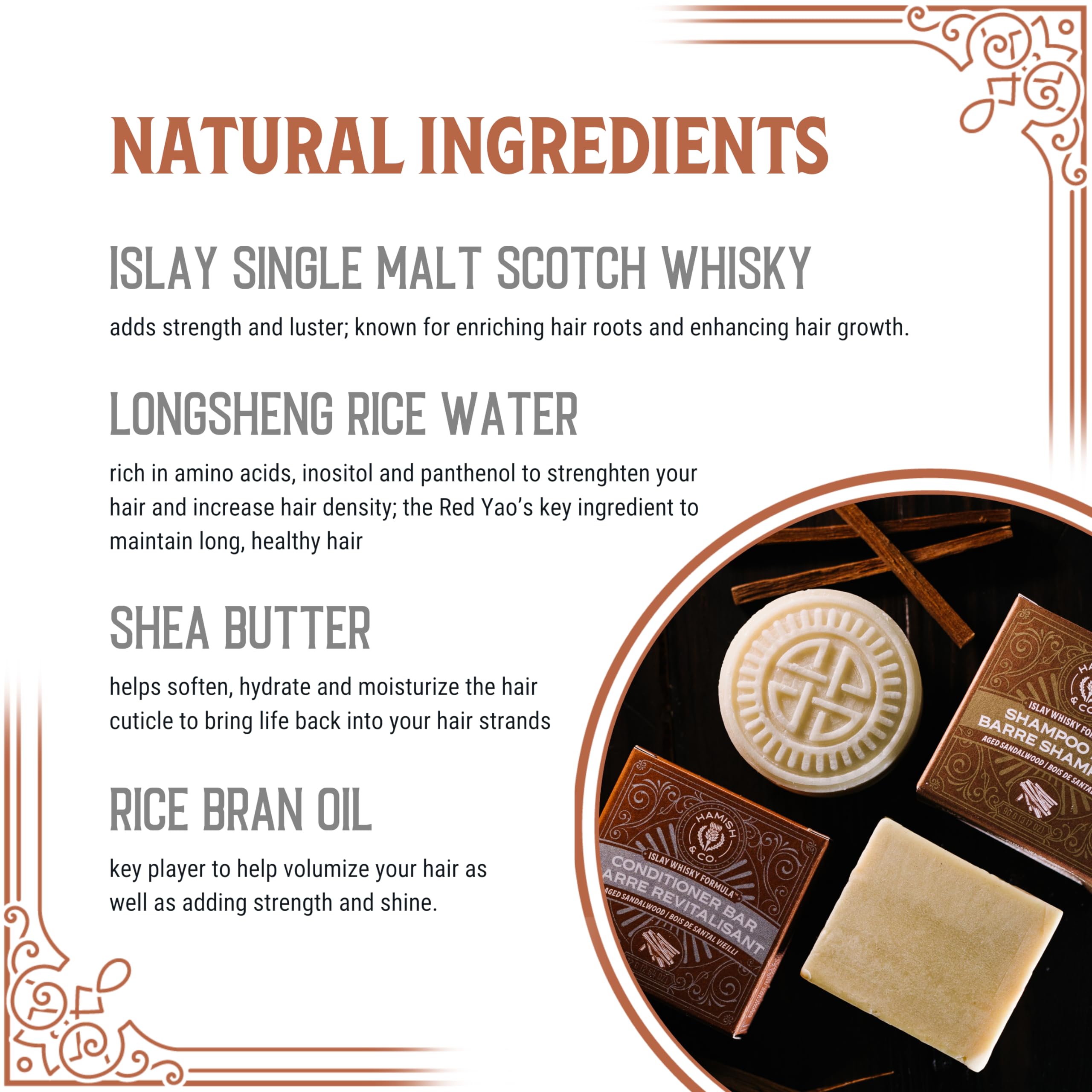 Acondicionador natural en barra con mantecas nutritivas de Hamish & Co.