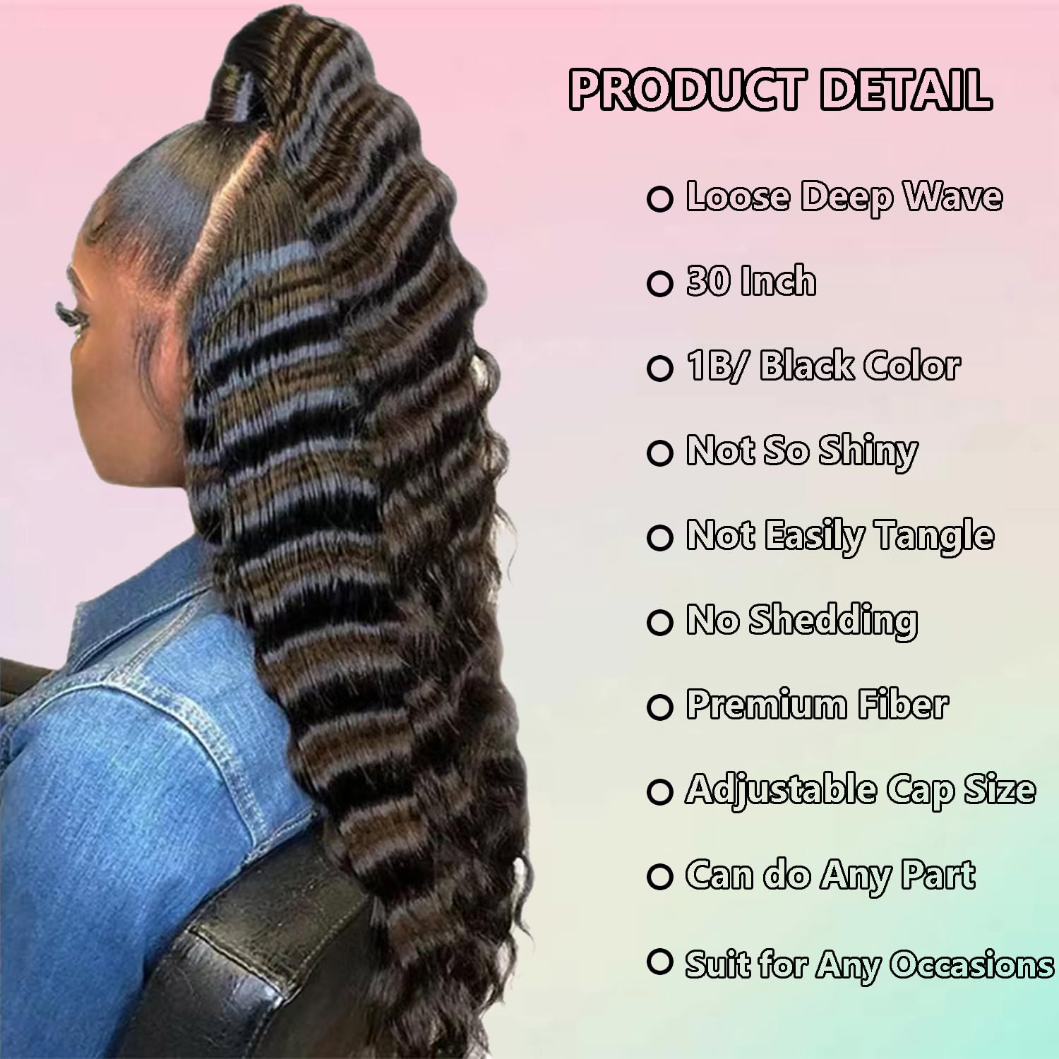 VIPPRETTY largo 30 pulgadas con rizos profundos para un look elegante.