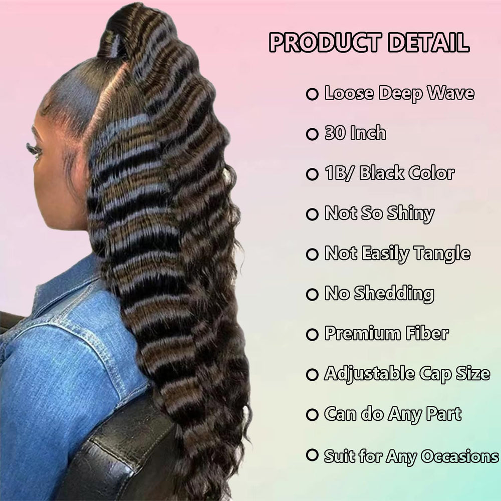 VIPPRETTY largo 30 pulgadas con rizos profundos para un look elegante.