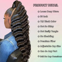 VIPPRETTY largo 30 pulgadas con rizos profundos para un look elegante.