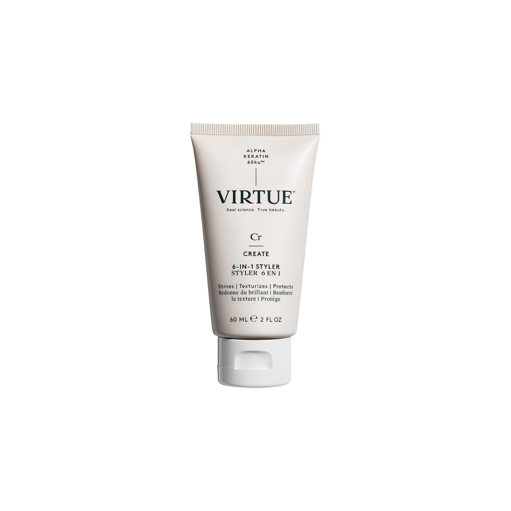Virtue 6-en-1 Styler: emballage chic et texture légère prête à l’emploi.