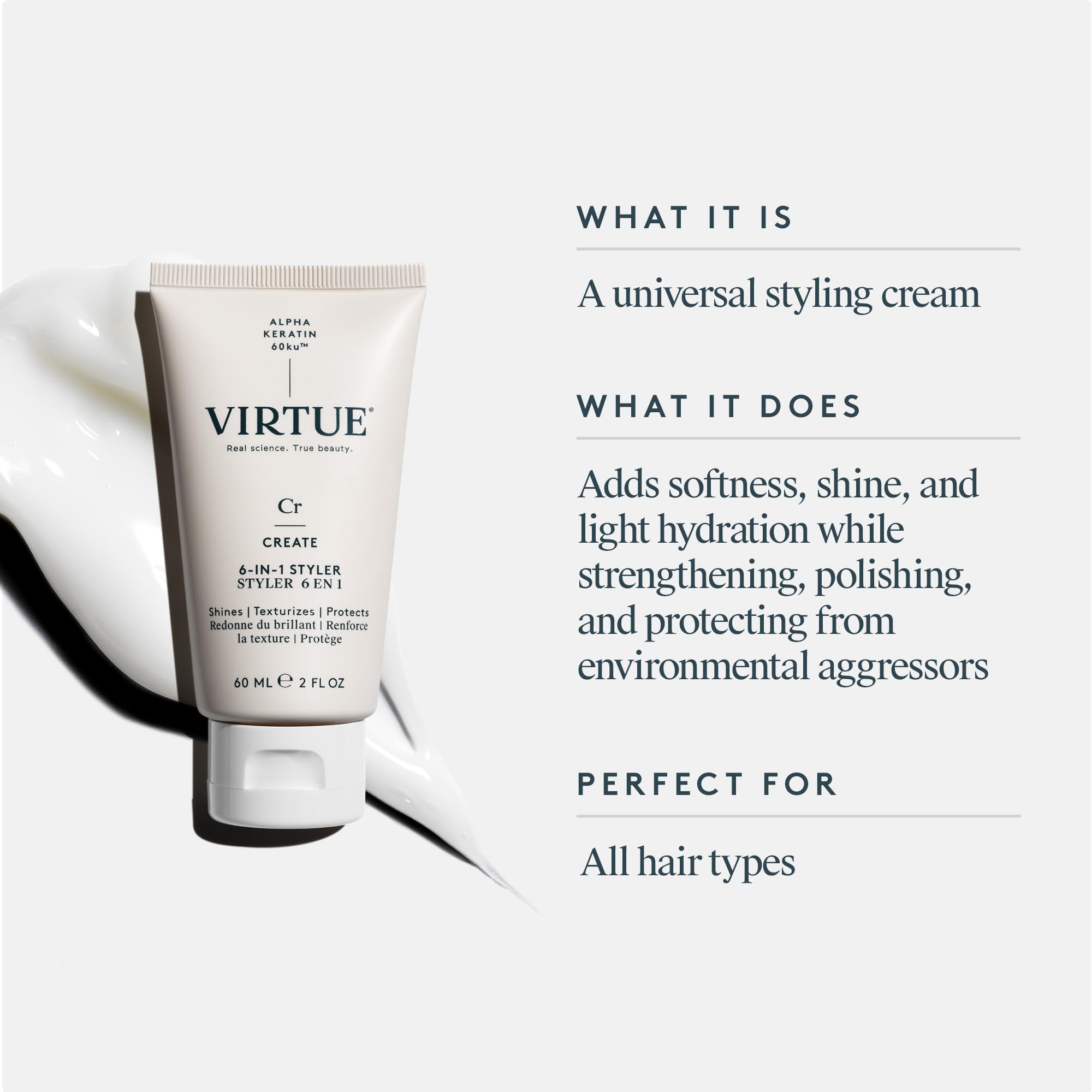 Formule sans sulfates et sans cruauté animale de Virtue 6-en-1 Styler.