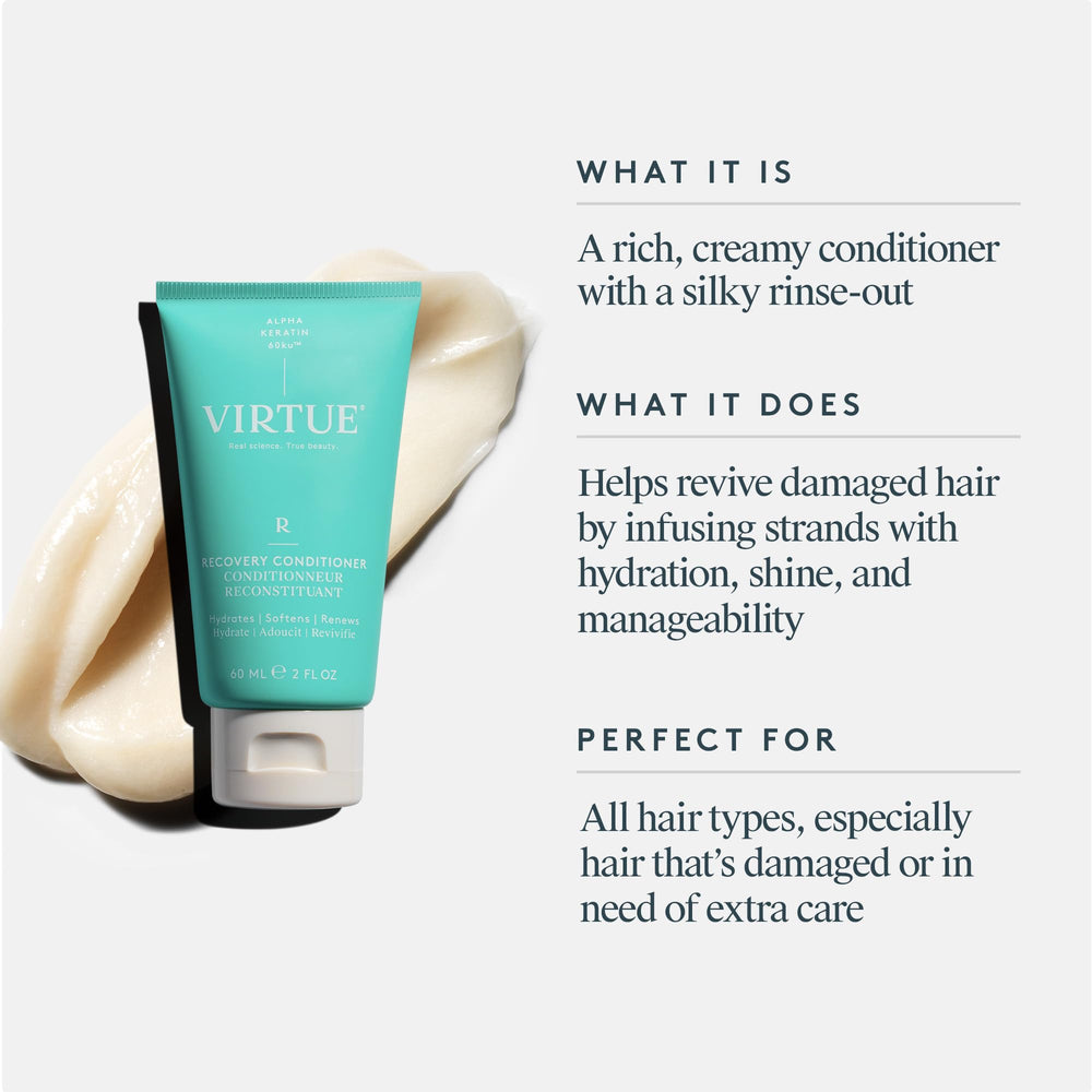 Textura cremosa del Acondicionador Recuperación de VIRTUE para deslizarse en el cabello