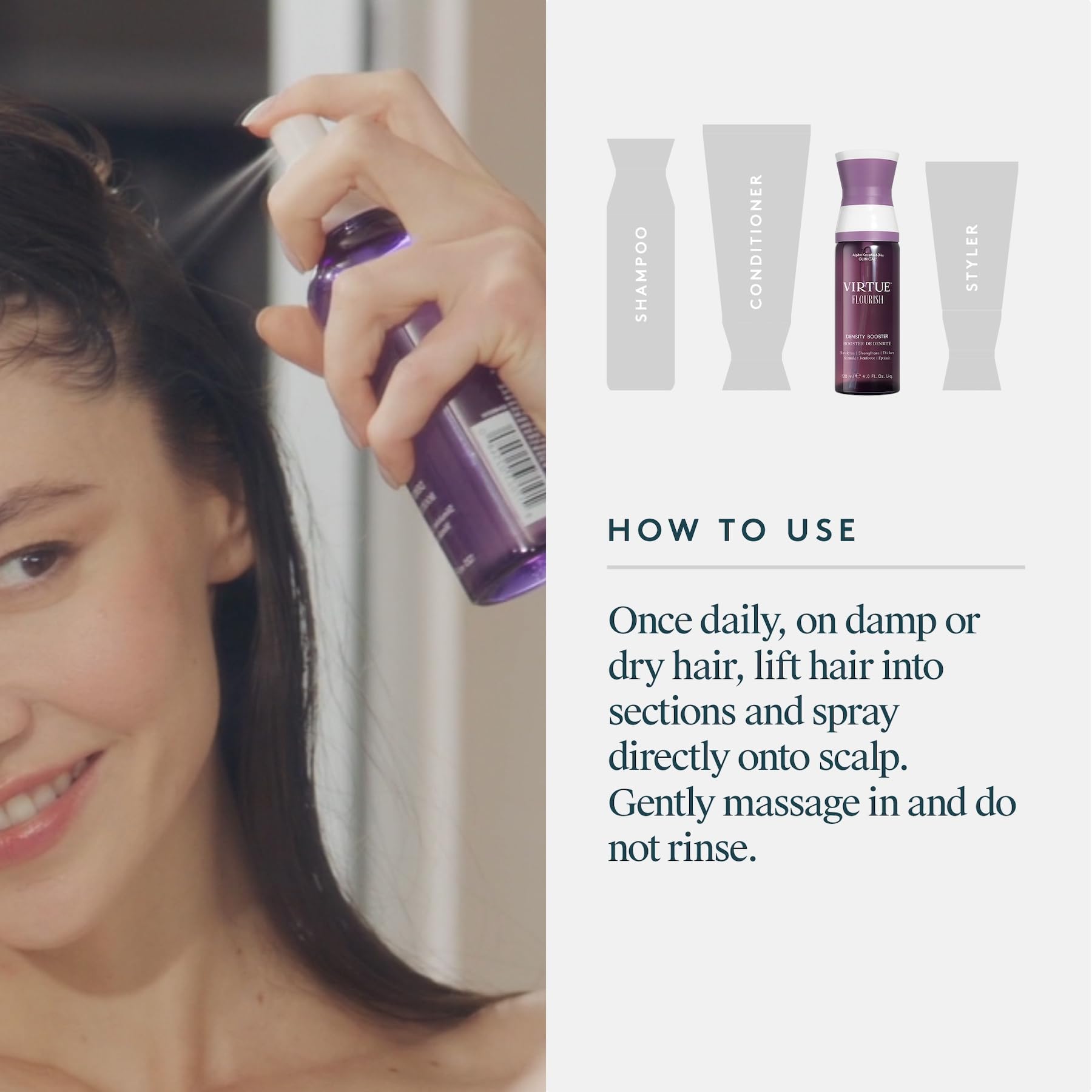 Virtue Flourish apto para cabello coloreado y seguro para tratamientos químicos