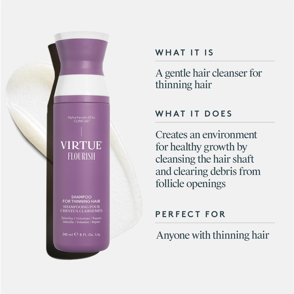 Virtue Flourish Shampoo, cabello seguro para color, mantiene tonos sin dañar