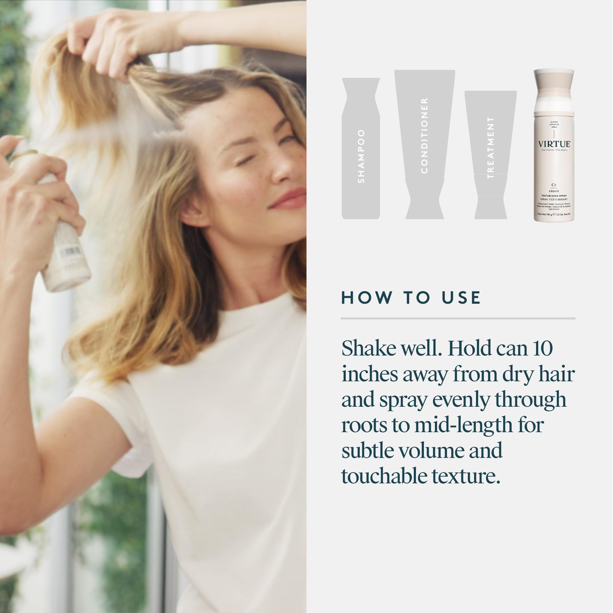 VIRTUE formulation sans sulfates adaptée cheveux colorés