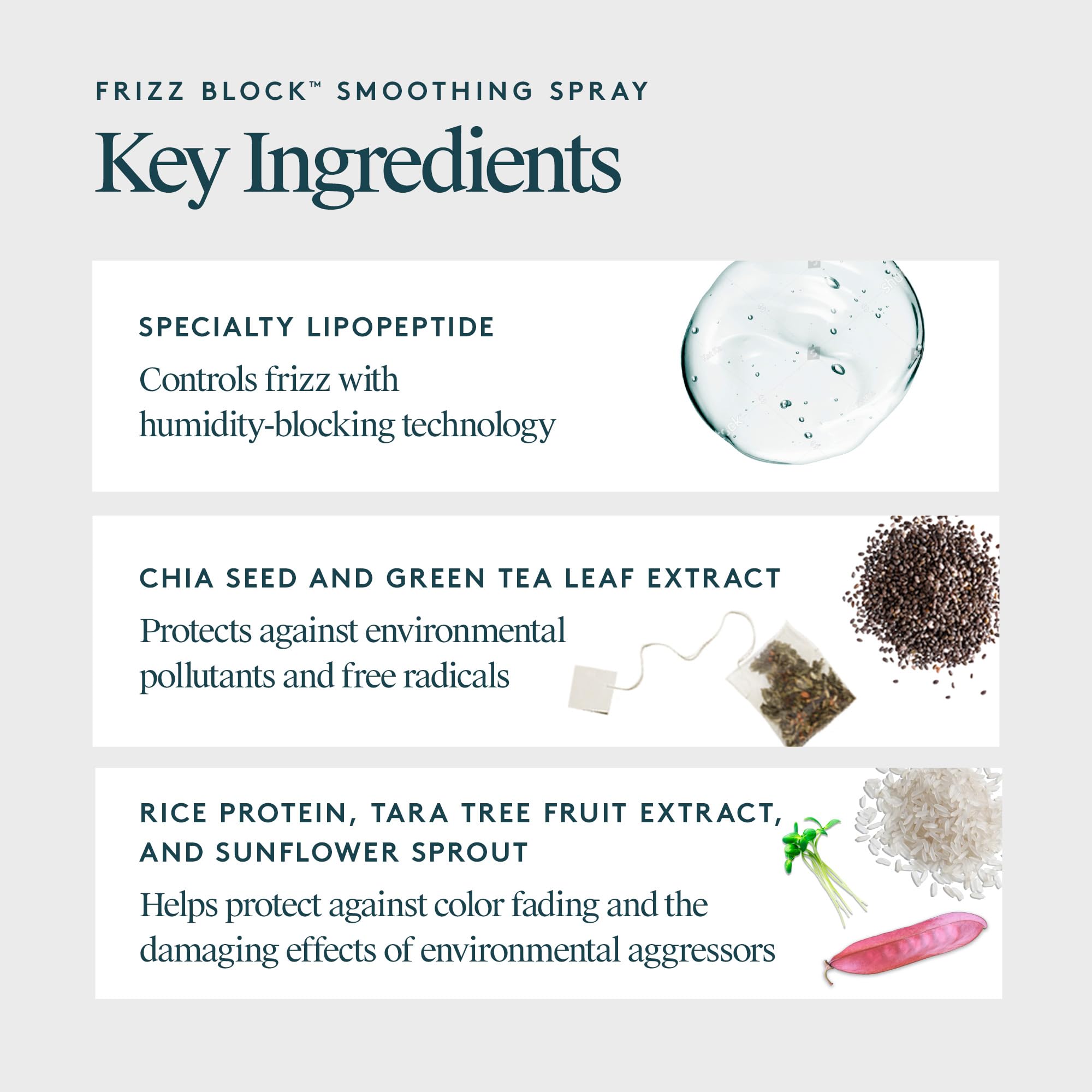 VIRTUE Frizz Block Spray: protección térmica de hasta 450 °F sin peso.