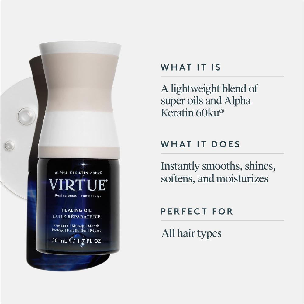 VIRTUE Healing Oil, fragancia coco-yuzu envuelve la experiencia de uso.