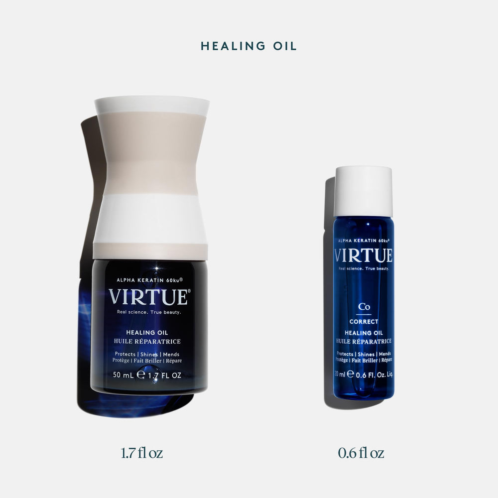 VIRTUE Healing Oil, sedimento en el fondo es normal al agitar.