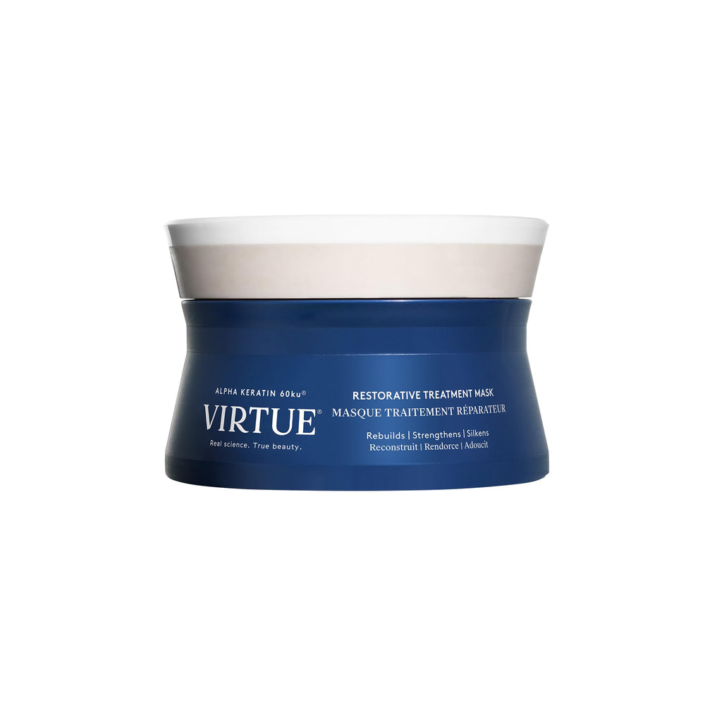 VIRTUE mascarilla para cabello dañado, aporta reparación suave y brillo.