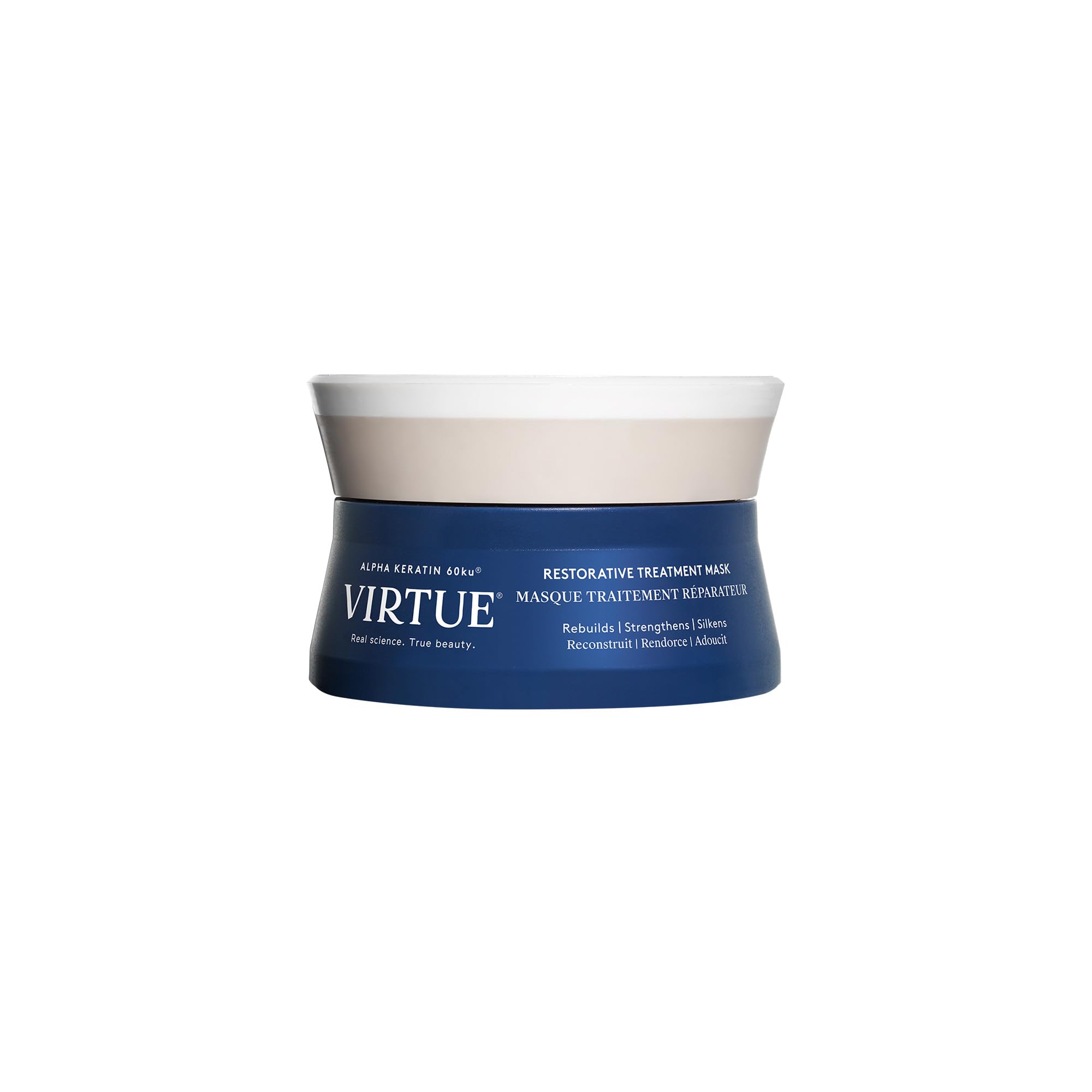 VIRTUE Mascarilla Restauradora en frasco, textura cremosa para cabello suave.