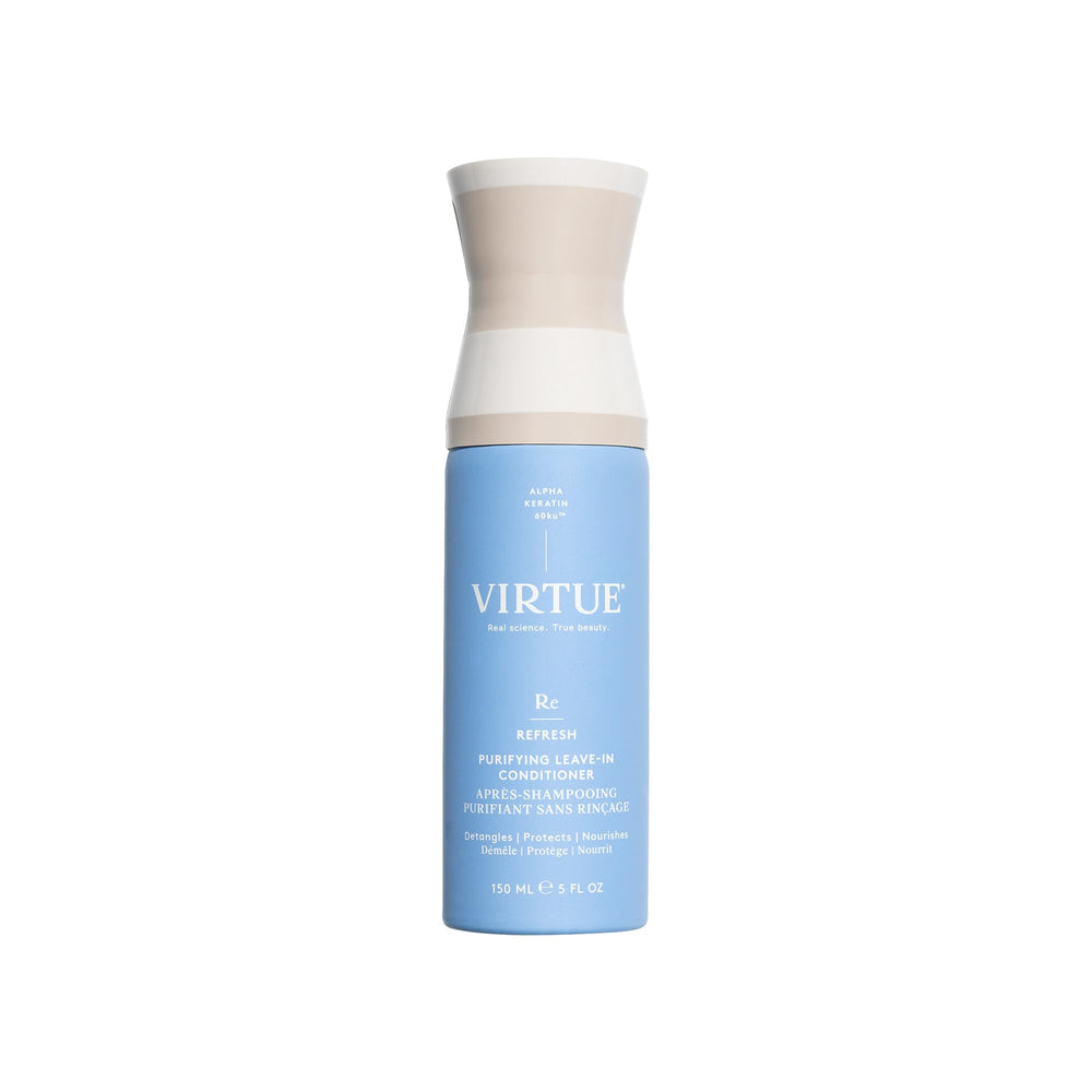 VIRTUE Purificante Spray desenreda el cabello para mayor manejabilidad.