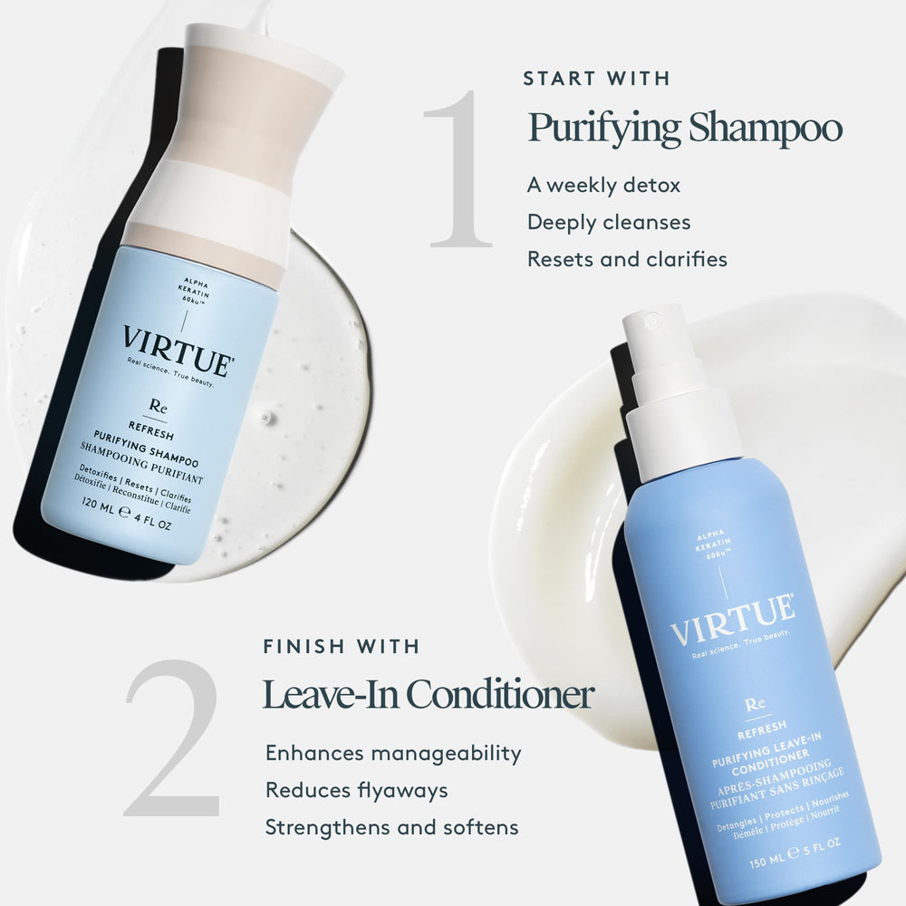 VIRTUE Purificante Spray protege el color sin sulfatos ni químicos agresivos.