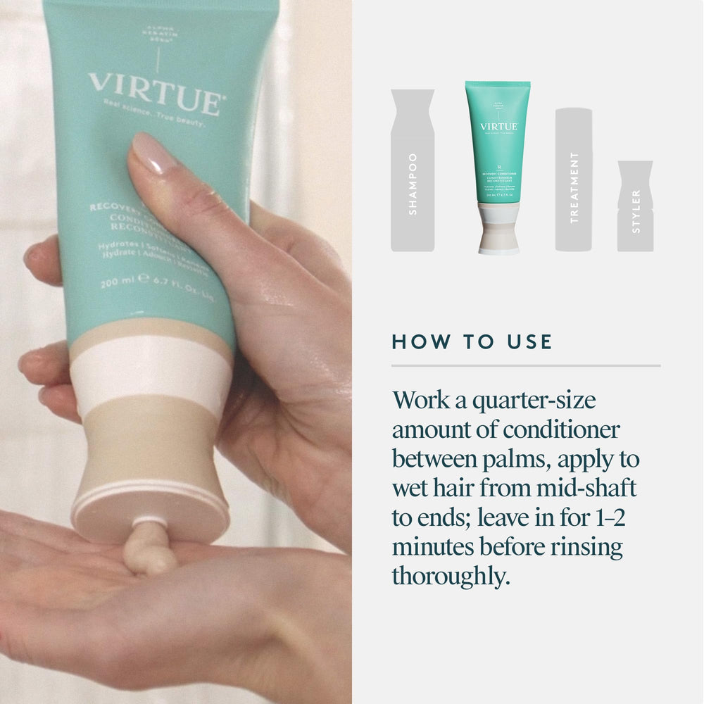 VIRTUE Recovery Acondicionador con Keratina: apto para color que mantiene vibrancia.