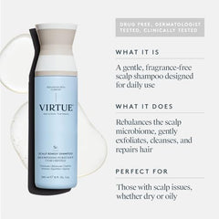 Espuma ligera de Virtue Scalp Remedy Shampoo para limpieza suave