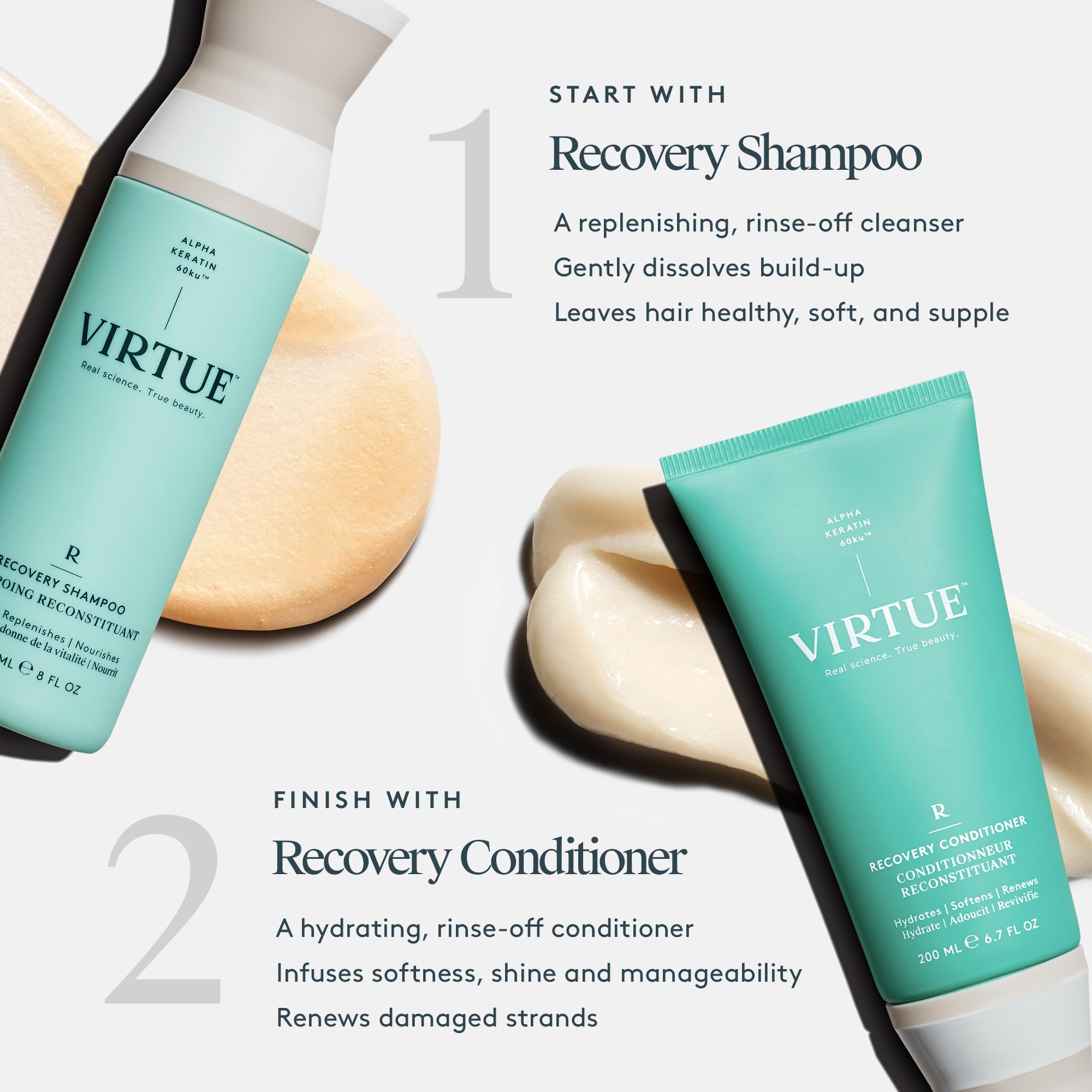 Acondicionador sin sulfatos para color VIRTUE, fórmula segura para color.