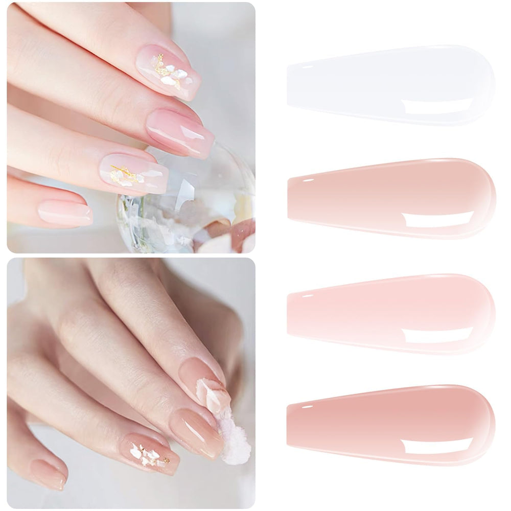 Capas de gel nude translúcido de Vishine, muestran efecto suave en cada capa.