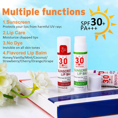 VISRIE SPF30 bálsamo labial, diseño compacto para bolso-playa.