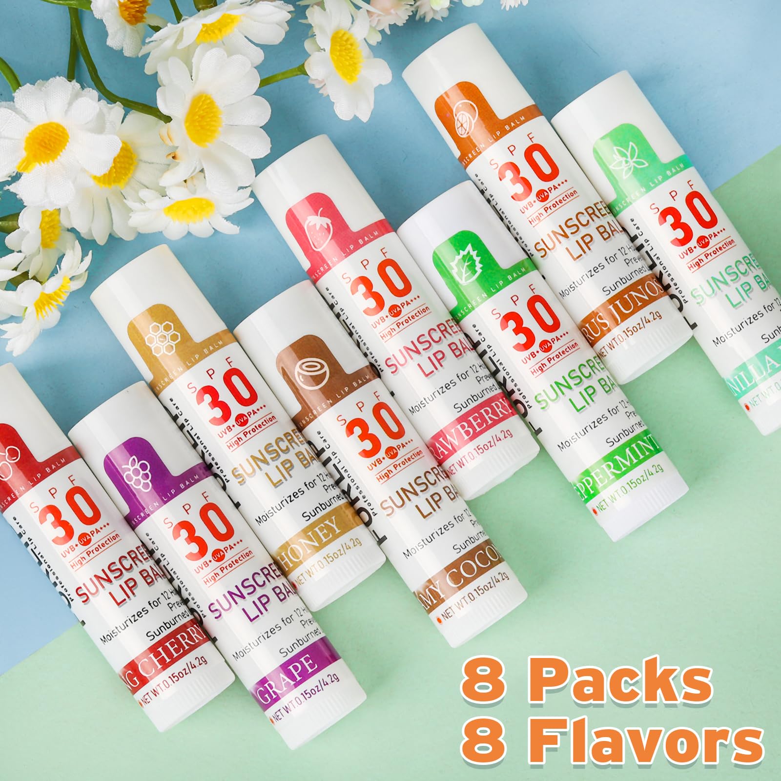 VISRIE SPF30 bálsamo labial, sabores miel, vainilla y menta para un toque fresco.