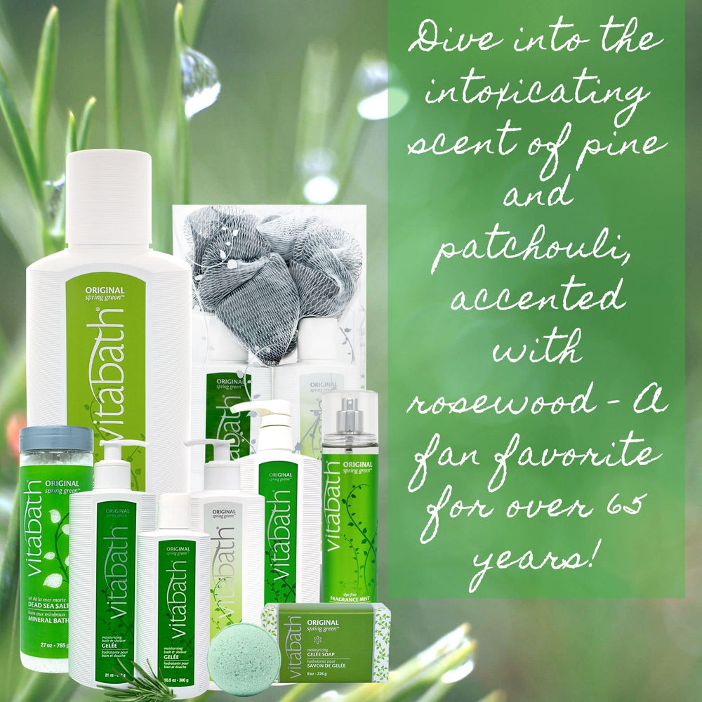 Vitabath Original Spring Green, aroma patchouli, pino y rosa suave.